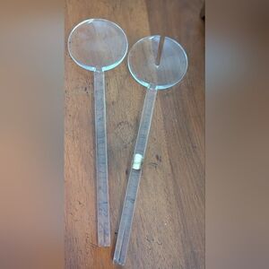 Acrylic clear MCM style salad serving utensils Italy